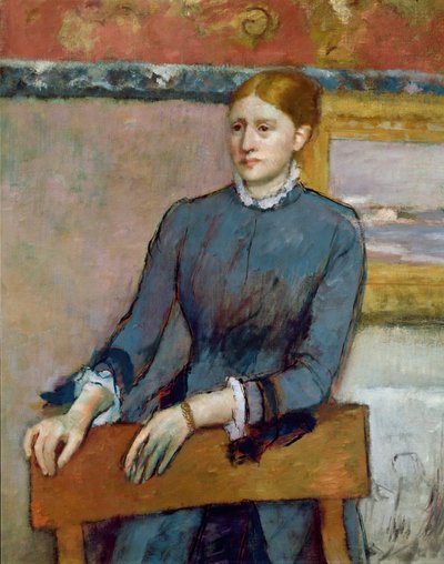 Porträt von Helene Rouart im Arbeitszimmer ihres Vaters, Detail von Helene, ca. 1886 von Edgar Degas
