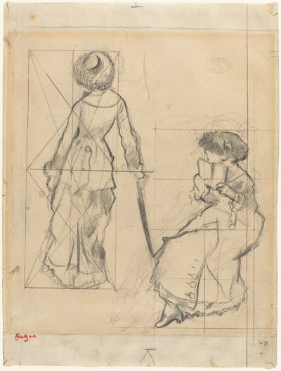 Studie für Mary Cassatt im Louvre (recto) von Edgar Degas