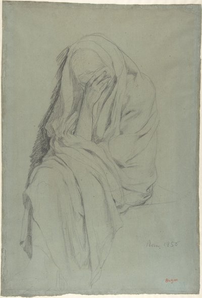 Studie für Vieille Italienne (recto); Draperiestudie (verso) von Edgar Degas