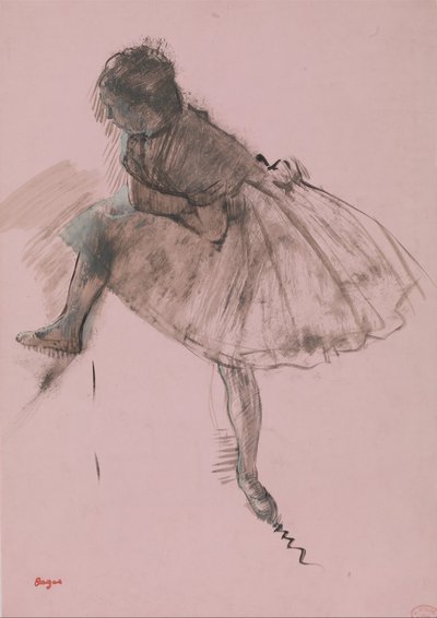 Studie einer Balletttänzerin (recto), Zwei Studien von Tänzern (verso), ca. 1873 von Edgar Degas