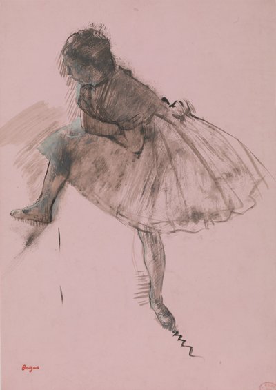 Studie einer Balletttänzerin (recto), Zwei Studien von Tänzern (verso), ca. 1873 von Edgar Degas