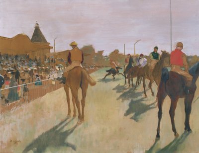 Die Parade oder Rennpferde vor den Tribünen, um 1866-68 von Edgar Degas