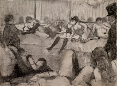 Der Salon. 1879. Monotypie mit schwarzer Tinte, Pastell verstärkt. von Edgar Degas