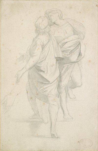 Zwei Figuren auf einer Treppe, nach Raphael von Edgar Degas