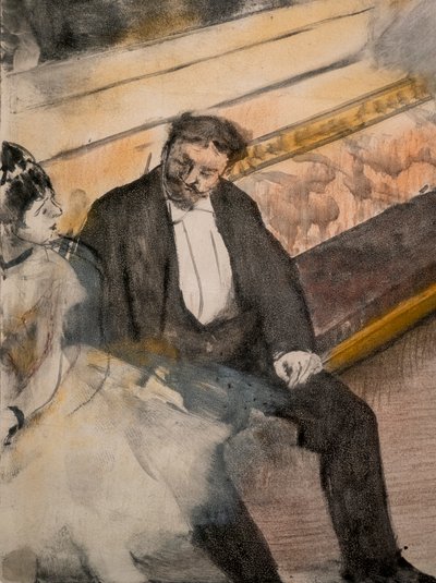 Zwei Männer und zwei Tänzerinnen (Detail). Um 1876-1877. Pastell auf Monotypie. von Edgar Degas