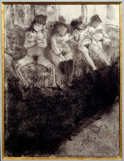 Warten Zweite Version. Es gibt Prostituierte, die in einem Bordell auf Kunden warten. von Edgar Degas
