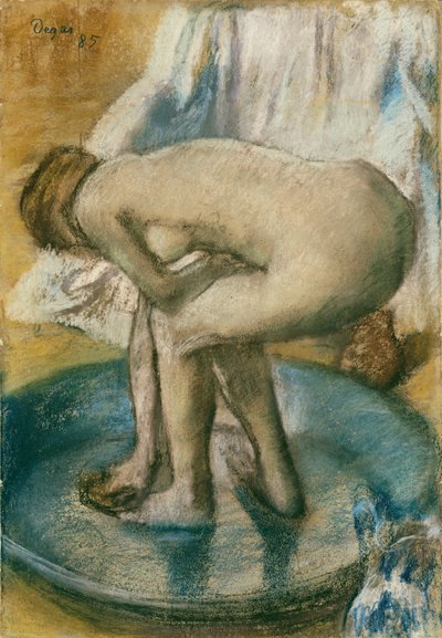 Frau badet in einer flachen Wanne, 1885 von Edgar Degas