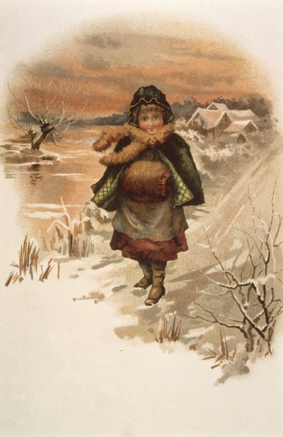 Mädchen auf einer verschneiten Straße, Illustration aus Wo Lilien leben, 1889 von Edith S. Berkeley