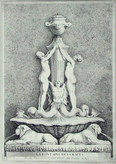 La Fontaine des Graces, graviert von Huquier von Edmé (after) Bouchardon