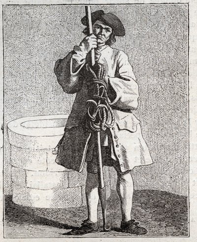 Der Brunnenreiniger - Kleines Gewerbe in Paris („Études prises dans le bas Peuple, ou les Cris de Paris“) - Gravur von Edme Bouchardon (1698-1762) von Edmé Bouchardon