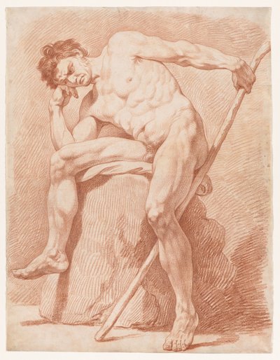 Akademie eines sitzenden Aktes mit Stab von Edmé Bouchardon