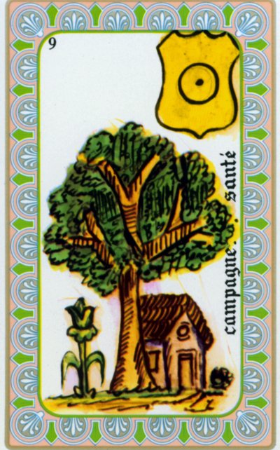 Tarot von Magus Belline gezeichnet von Edmond Billaudot um 1845 und an Hellseher Belline zur Neuauflage gegeben: Karte der Landgesundheit von Edmond Billaudot
