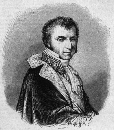 Porträt von Nicolas Francois Mollien (1758-1850), französischer Politiker. Gravur von Chevignard in „Le Magasin Picturesque“ von Edmond Lechevallier Chevignard