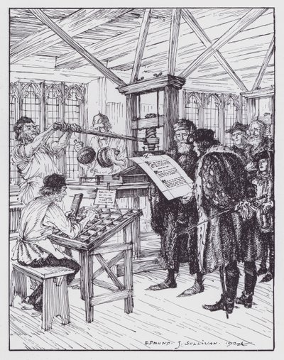 William Caxton in seiner Druckerei von Edmund Joseph (after) Sullivan