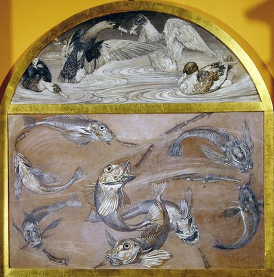Diptychon: Fische und Enten in einem Teich von Edoardo Gioja