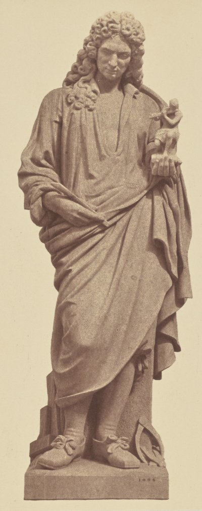 "Coysevox", Statue von Jules Droz, Dekoration des Louvre, Paris von Édouard Baldus