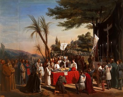 Begräbnis von Gottfried von Bouillon in Jerusalem, 23. Juli 1100 von Edouard Cibot
