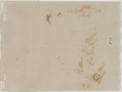 Skizze eines Mannes mit erhobenem Arm und Skizze eines Helms (verso) von Edouard Detaille