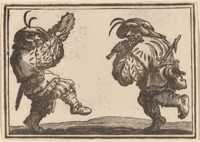 Tänzer mit Flöte und Tamburin von Edouard Eckman after Jacques Callot