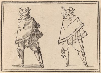 Herr in seinen Mantel gehüllt von Edouard Eckman after Jacques Callot