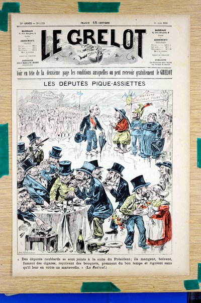 Titelblatt von „Le Grelot“, Nummer 1323, Satirisch in Farben von Edouard Guillaumin Pepin