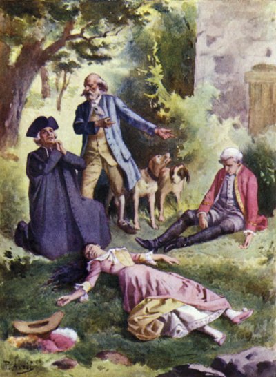 Tot, tot! sagte Geduld, und da ist der Mörder!. Illustration für Mauprat von George Sand von Edouard Henri Avril