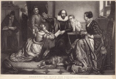Shakespeare mit seiner Familie in Stratford-upon-Avon, rezitiert die Tragödie von Hamlet von Edouard Jean Conrad Hamman