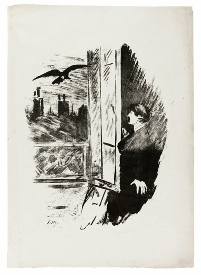 Am Fenster ("Hier öffnete ich den Fensterladen..."), aus Der Rabe (Le Corbeau) von Édouard Manet