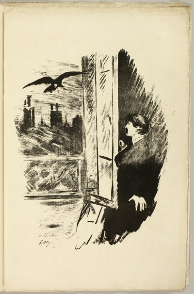 Am Fenster ("Hier öffnete ich den Fensterladen..."), aus Der Rabe (Le Corbeau) von Édouard Manet