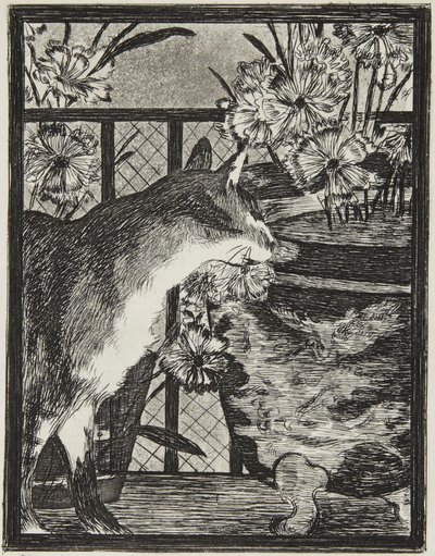 Die Katze und die Blumen von Édouard Manet