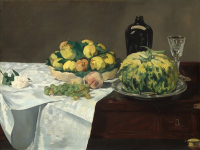 Stillleben mit Melone und Pfirsichen, um 1866 von Édouard Manet