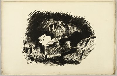 Unter der Lampe ("Es war einmal ein düsteres Mitternacht..."), aus Der Rabe (Le Corbeau) von Édouard Manet