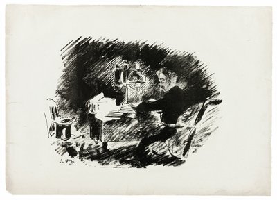 Unter der Lampe ("Es war einmal ein düsterer Mitternacht..."), aus Der Rabe (Le Corbeau) von Édouard Manet