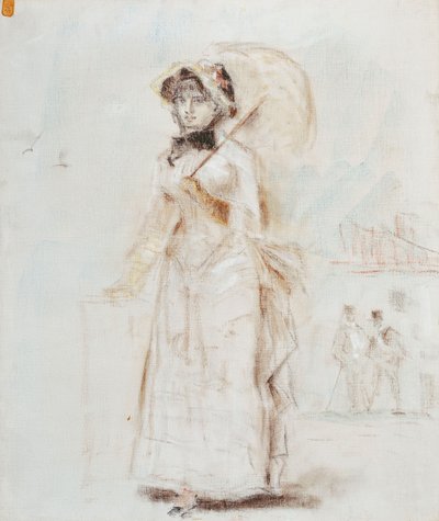 Frau mit offenem Regenschirm spazierend, 1880 von Édouard Manet