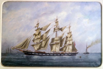 Die Rossdhu, drei englische Matrosen beim Trockenfahren von Edouard Marie Adam