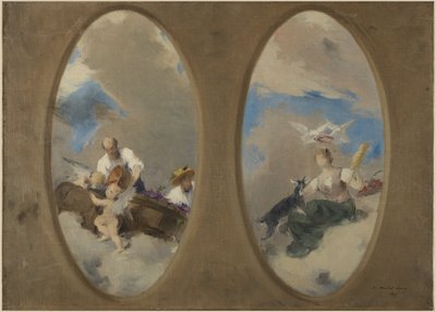 Skizze für das Rathaus von Suresnes: Allegorie des Weins - Chevrière aux colombes (Decken) von Edouard Michel Lancon