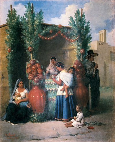 Szene in der Nähe einer Schenke in einer Straße in Mexiko von Edouard Pingret