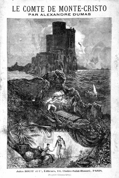 Das Schloss von If, die Entdeckung des Schatzes und die Rückkehr nach Paris - Gravur von Riou, in „Der Graf von Monte-Cristo“ von Alexandre Dumas, Rouff & Cie von Edouard Riou