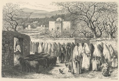 Marabout und Prozession: Tlemcen, graviert von Henri Theophile Hildibrand (1824-97) von Edouard Riou