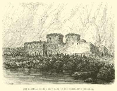 Schlammfestung am linken Ufer des Huilcamayo-Urubamba von Edouard Riou