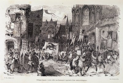 Philippe Auguste wollte den Parisern das Schauspiel eines triumphalen Aufbruchs bieten. 12. Jahrhundert von Edouard Riou