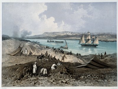 Ansicht des Kanals - in Einweihung des Suezkanals von G. Nicole. 1869 von Edouard Riou