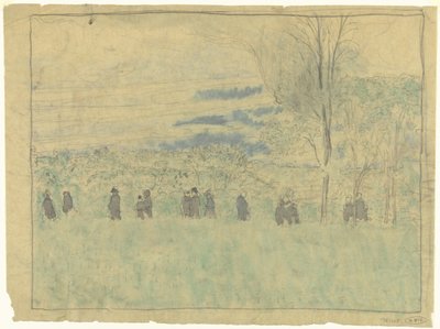 Landschaft mit Spaziergängern: Trauerzug (?) von Edouard Vuillard
