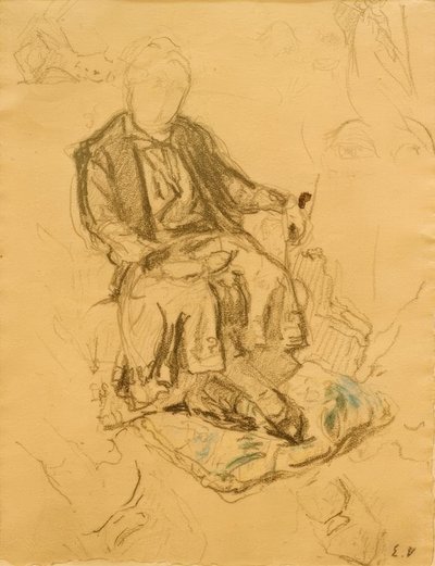 Madame Bénard sitzend, Füße auf einem Kissen von Edouard Vuillard