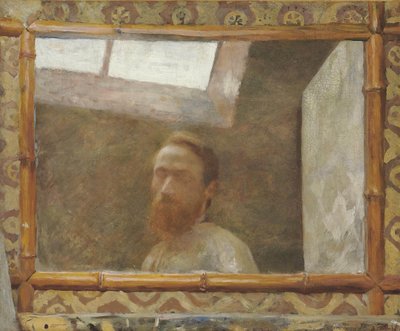 Selbstporträt mit einem Bambusspiegel, ca. 1890 von Edouard Vuillard