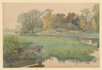 Landschaft mit Wiese und Bach von Eduard Gaertner