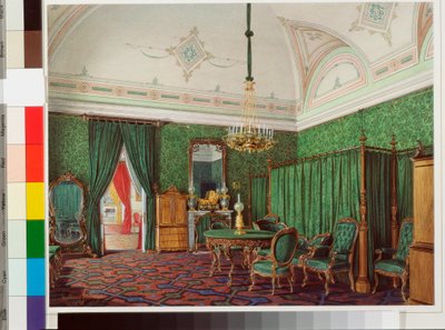 Interieurs des Winterpalastes: Das dritte reservierte Apartment - Ein Schlafzimmer von Eduard Hau