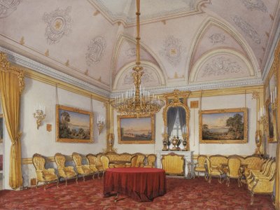 Interieurs des Winterpalastes. Das dritte reservierte Apartment. Das Wohnzimmer von Eduard Hau