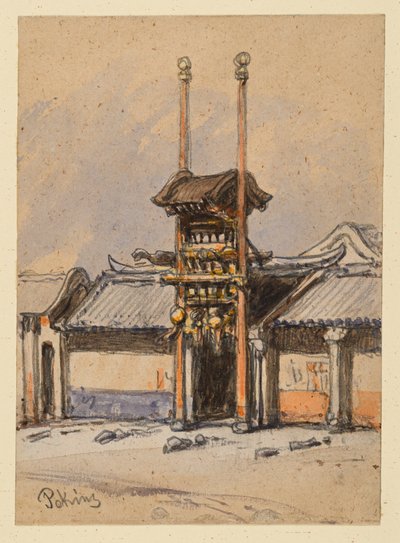 Theater in Peking. Eingangsportal von Eduard Hildebrandt