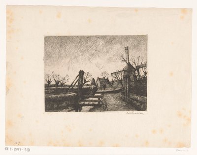 Pfad mit Brücke entlang eines Grabens von Eduard Karsen (signed by artist)